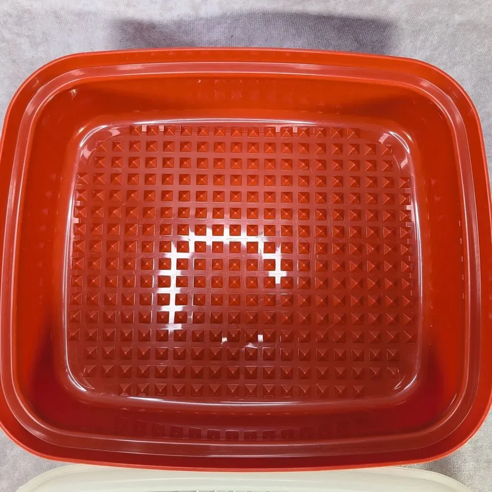Vintage Tupperware Season Serve Large Marinade Container Red & Sheer 1294-6